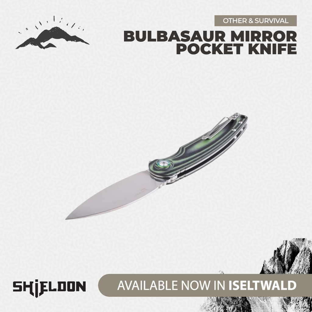 Pisau Lipat Shieldon Bulbasaur Mirror Pocket Knife 9061G-M