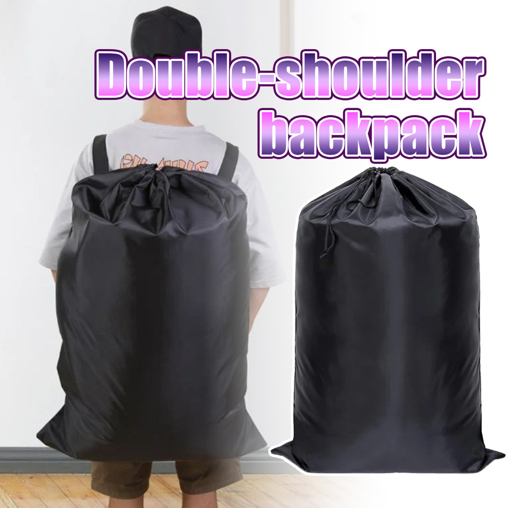 Tas ransel tempat baju bepergian model ransel Ukuran Besar tas cucian baju Hitam 60.5*92CM