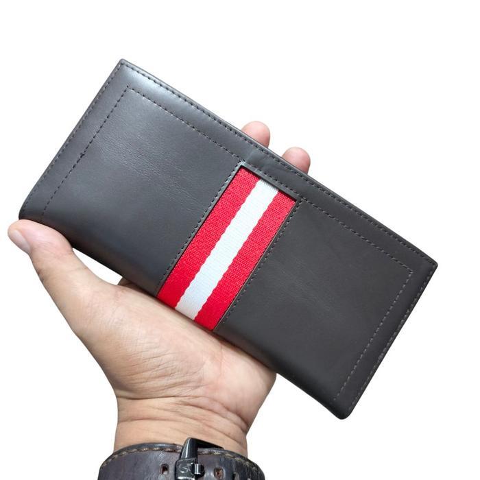 Dompet panjang pria dan wanita kulit asli / dompet panjang lipat 2 terbaru - coffee lis merah
