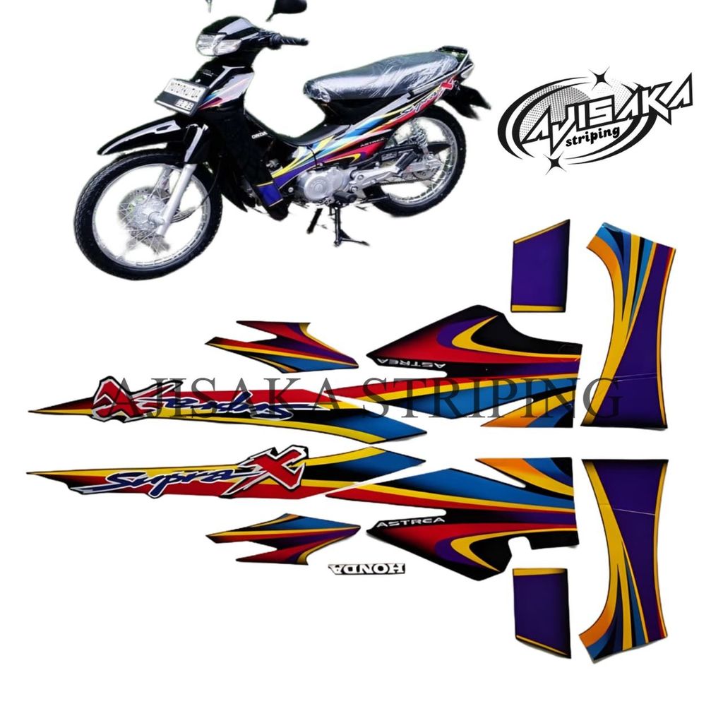 striping honda supra x 110 2004 2005 hitam full list body supra x lama standar berkualitas terbaik o