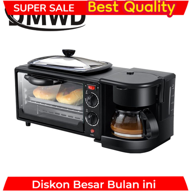 110V/220V 3-in-1 Breakfast Machine Drip American Coffee Maker Cooker Teppanyaki Bread Pizza Oven Egg