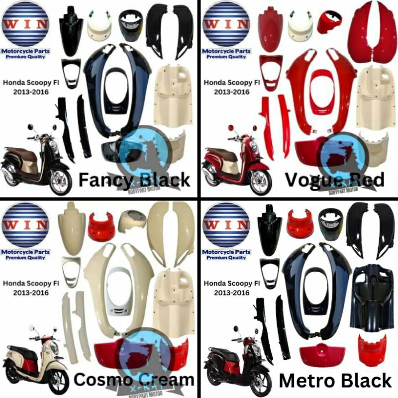body scoopy 2016 cover full set body halus scoopy fi tahun 2013 2014 2015 2016 warna hitam merah cre
