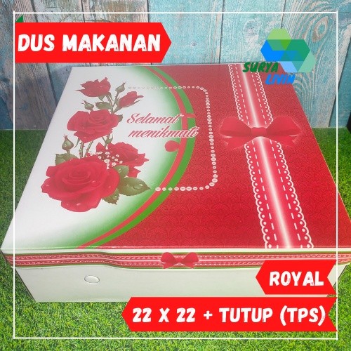 Kotak Makanan Tutup Pisah 22x22 / Dus Nasi Box Kue Motif TPS Royal