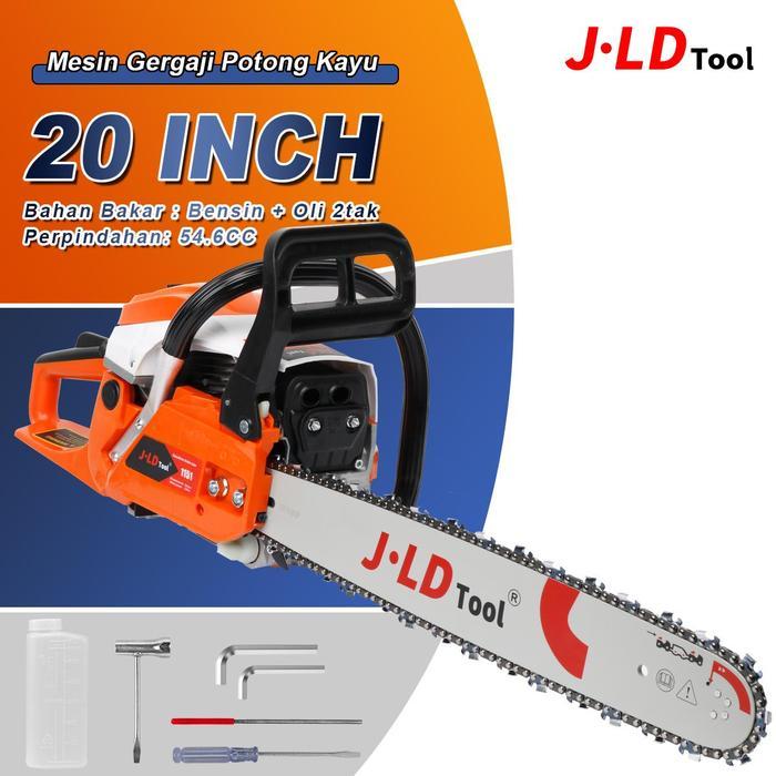 JLD Mesin Potong Kayu 54.6CC 2Tak 20inch Chainsaw Original dengan Bar Baja Nano Presisi & Rantai Sup
