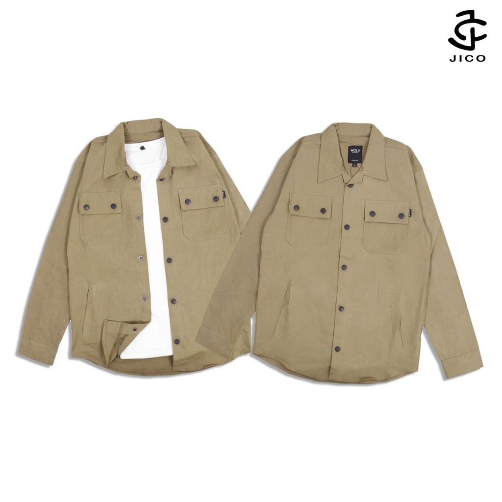 ZUKIMIMO - Trucker Jacket Pria Semi Parka Canvas Size S - 3XL Warna Khaki