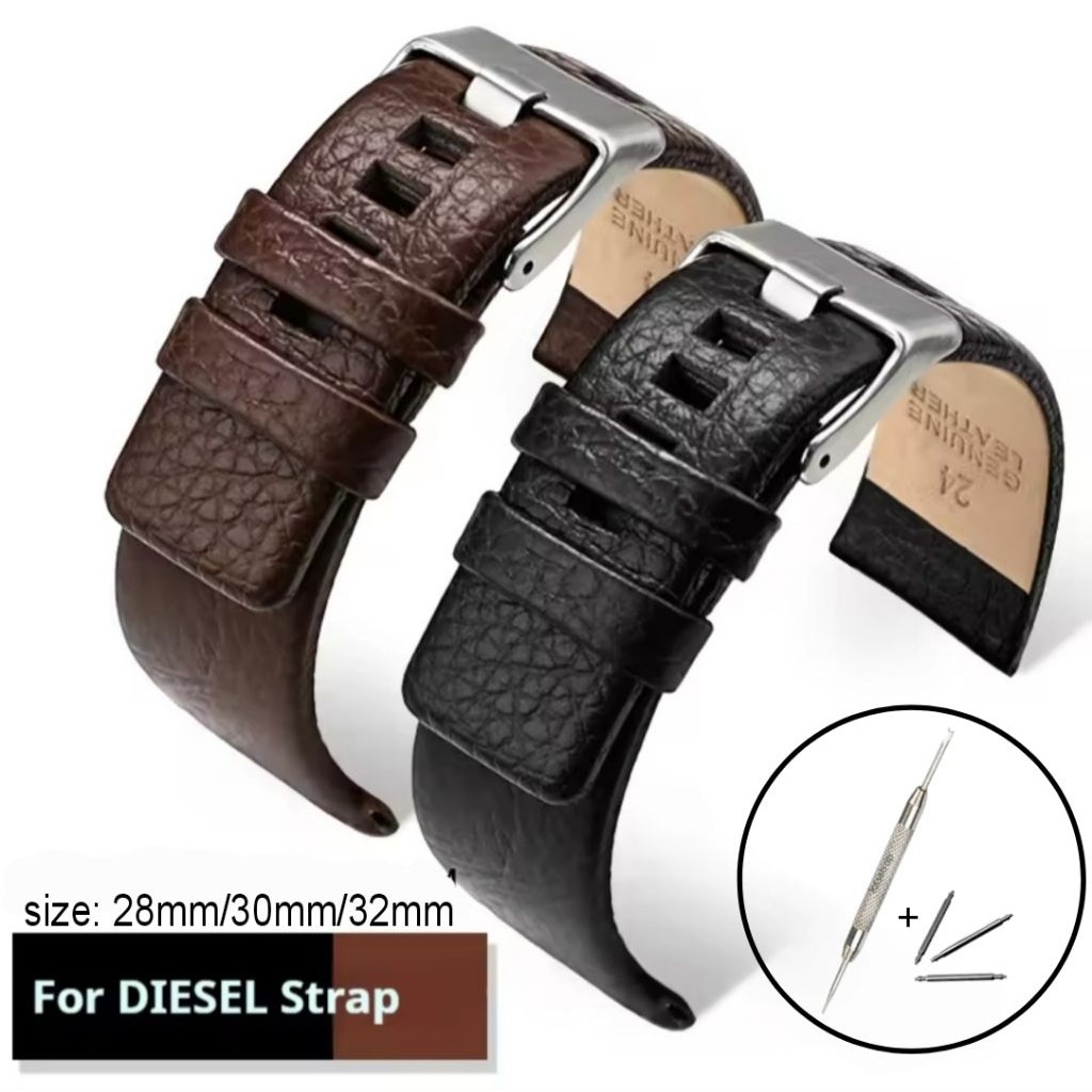 Tali Kulit Jam Tangan DIESEL Strap Jam Diezel Tali Kulit Lebar 28mm 30mm 32mm
