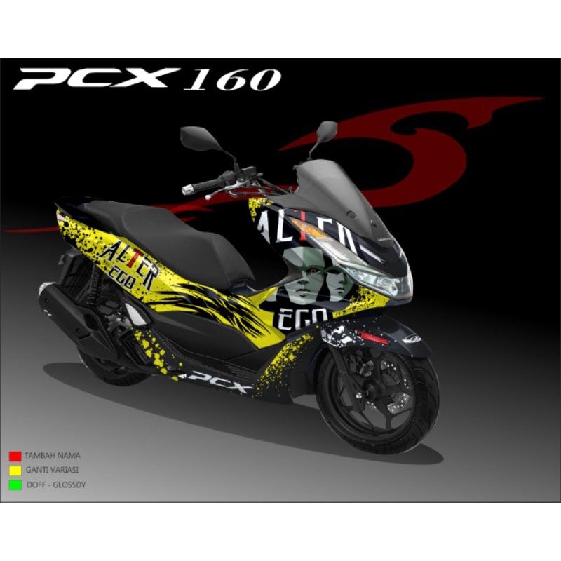 decal stiker PCX 160 motif alter keren 2022 stiker motor bisa tambah nama+nomor