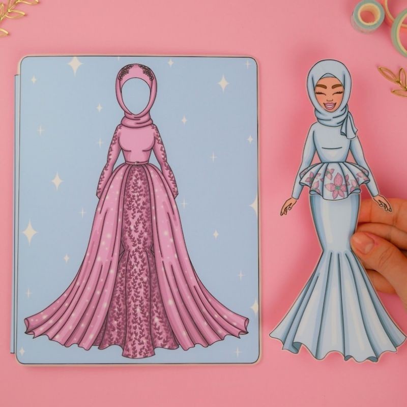 Sudah Dilaminasi Paper dolls muslimah outfit dress up activity paper dolls busy book Plus Bonus