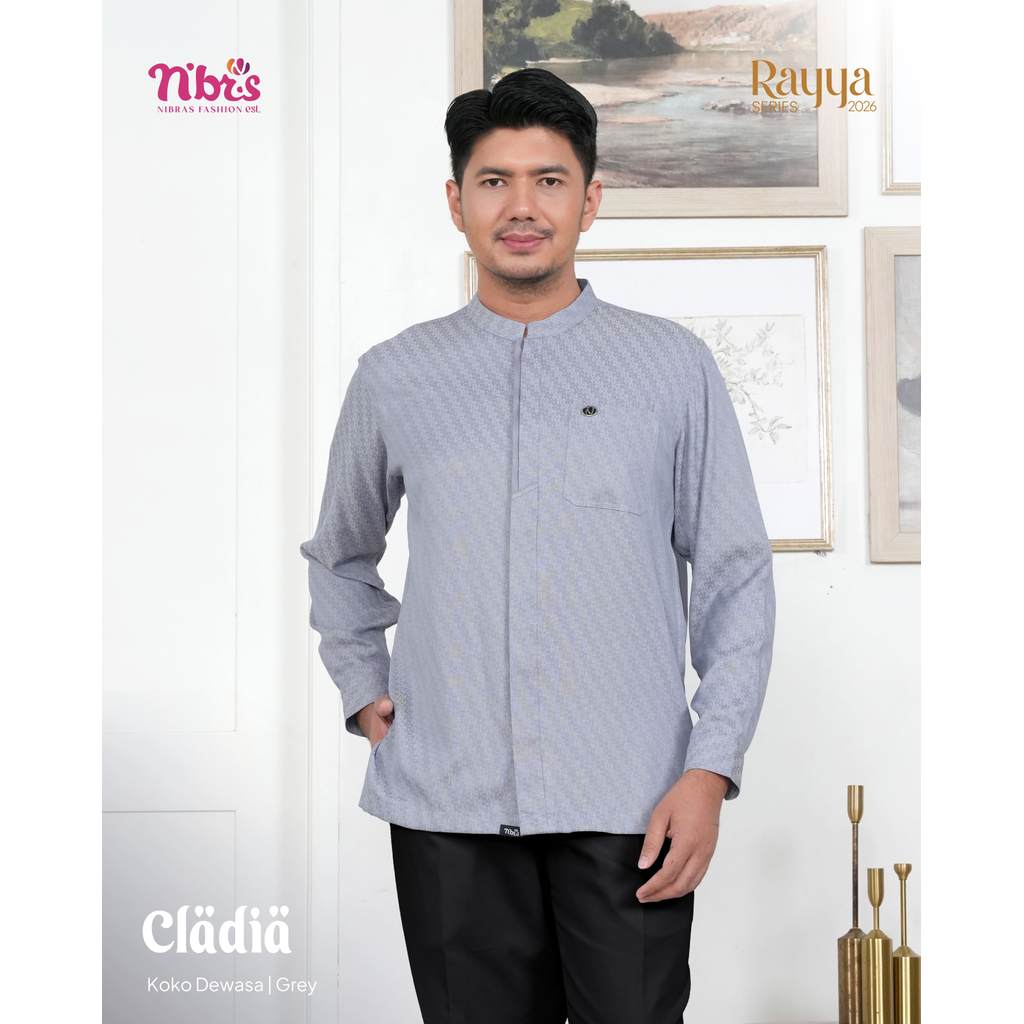 Sarimbit Nibras Cladia Baju Couple Keluarga Gamis Ibu Anak & Koko Ayah Dewasa Anak Cream NBRS Rayya