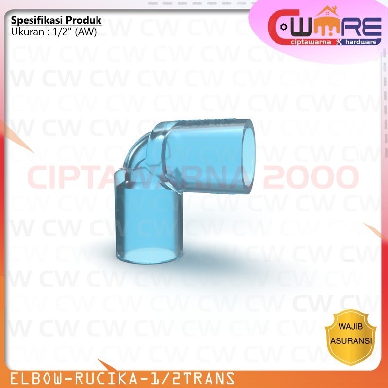 Rucika Fitting PVC Transparan Knie Elbow Aw 3/4" Inch pipa bening air - CWTT