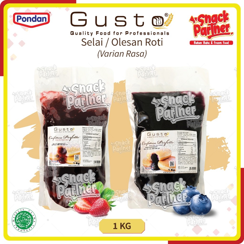 GUSTO 1 KG by PONDAN - SELAI BUAH Isian Roti Strawberry Stroberi Blueberry PrimsFood Prims Food Lepa