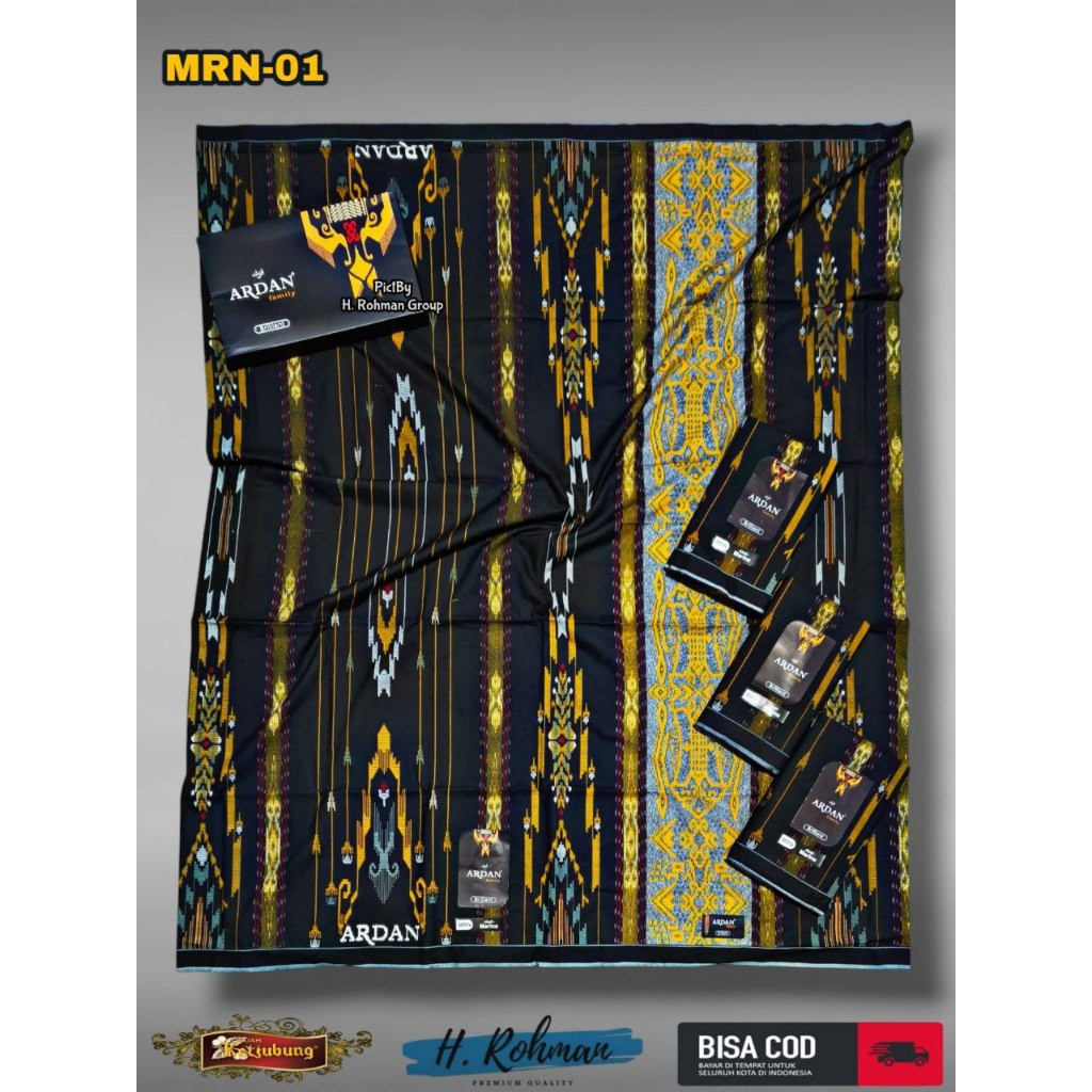 Sarung Ardan Songket Printing Grade Gold Khusus Hitam - Pilihan Sarung Elegan ,Warna Mewah & Tahan L