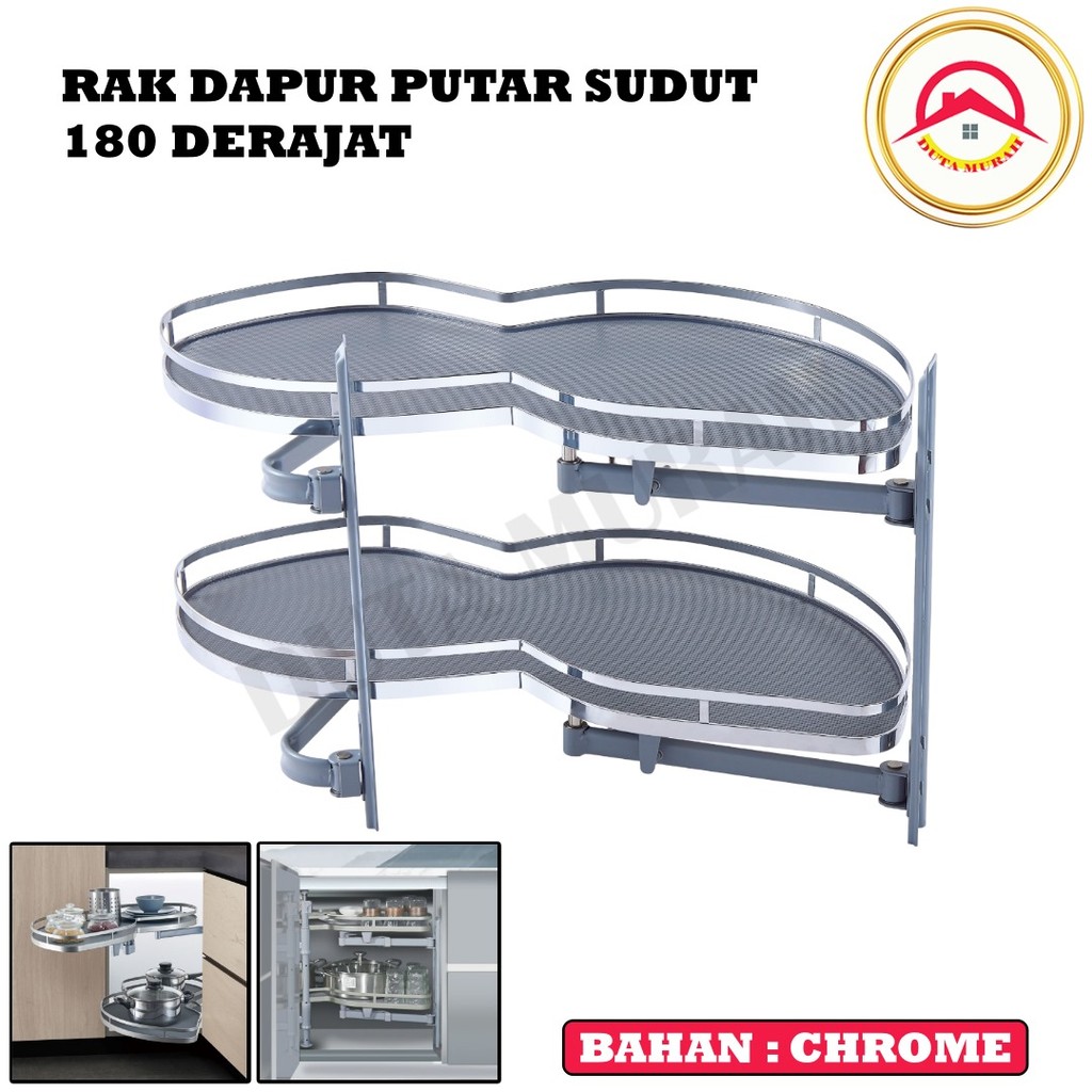 Rak Dapur Sudut 180 Derajat Rak Piring Panci Mangkuk Botol Anti Slip