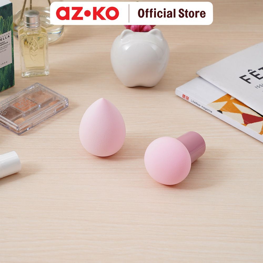 AZKO Ataru Set 2 Pcs Spons Makeup Mix - Pink Cosmetic Sponge Blusher Foundation Sponge Perlengkapan 