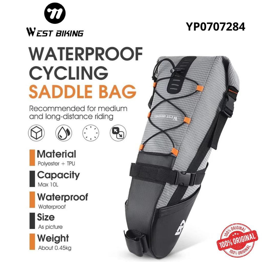 WEST BIKING 284 Tas Sadel Sepeda 10L Tas Sepeda Lipat di Bawah Jok 100% Tahan Air Peralatan Pannier 