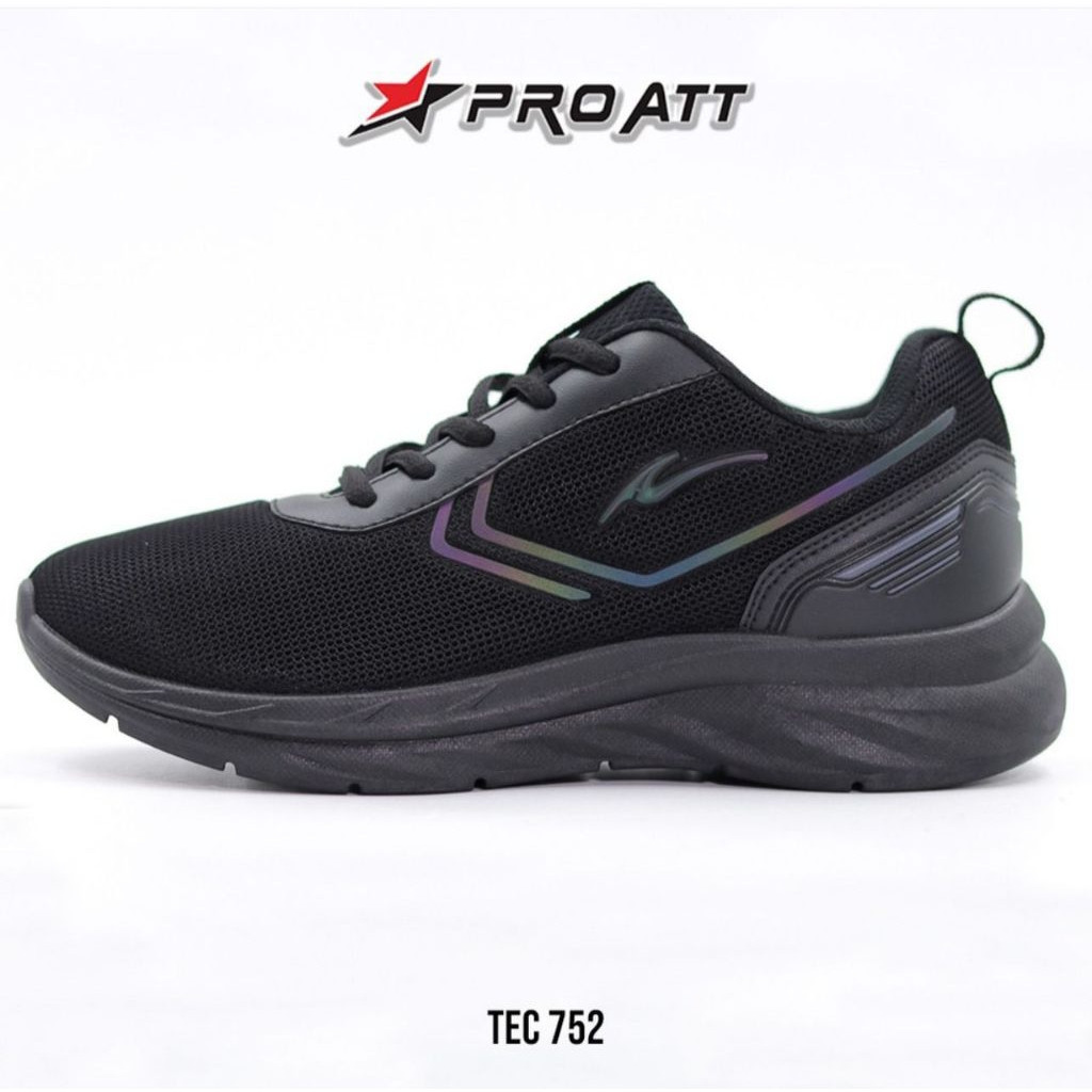 Pro Att Tec Sepatu Sekolah Pro Att 39-44 Sneakers Olahraga Kasual Hitam Polos