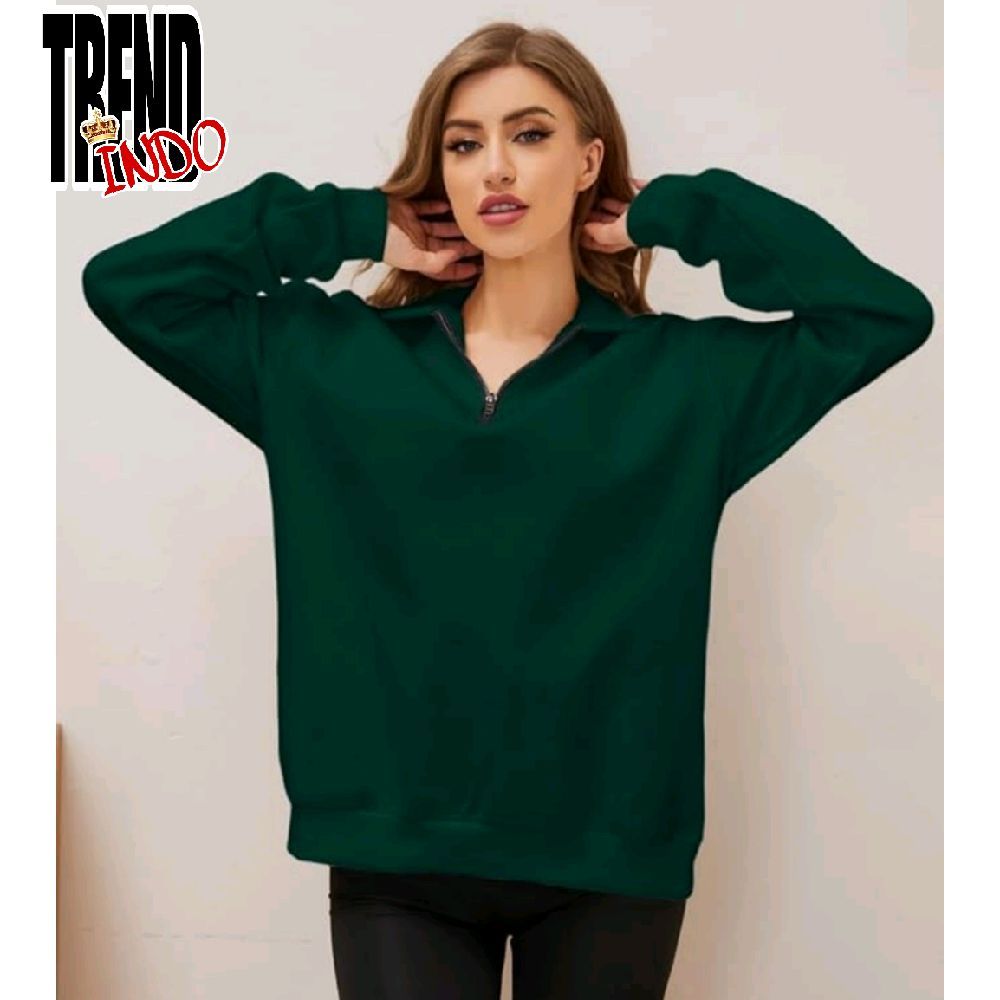 Sweater Half Zipper Polos Dewasa Pria Wanita Big Size S - XXXXXXL (6XL) Hijau Navy Hitam Abu Tua Mar