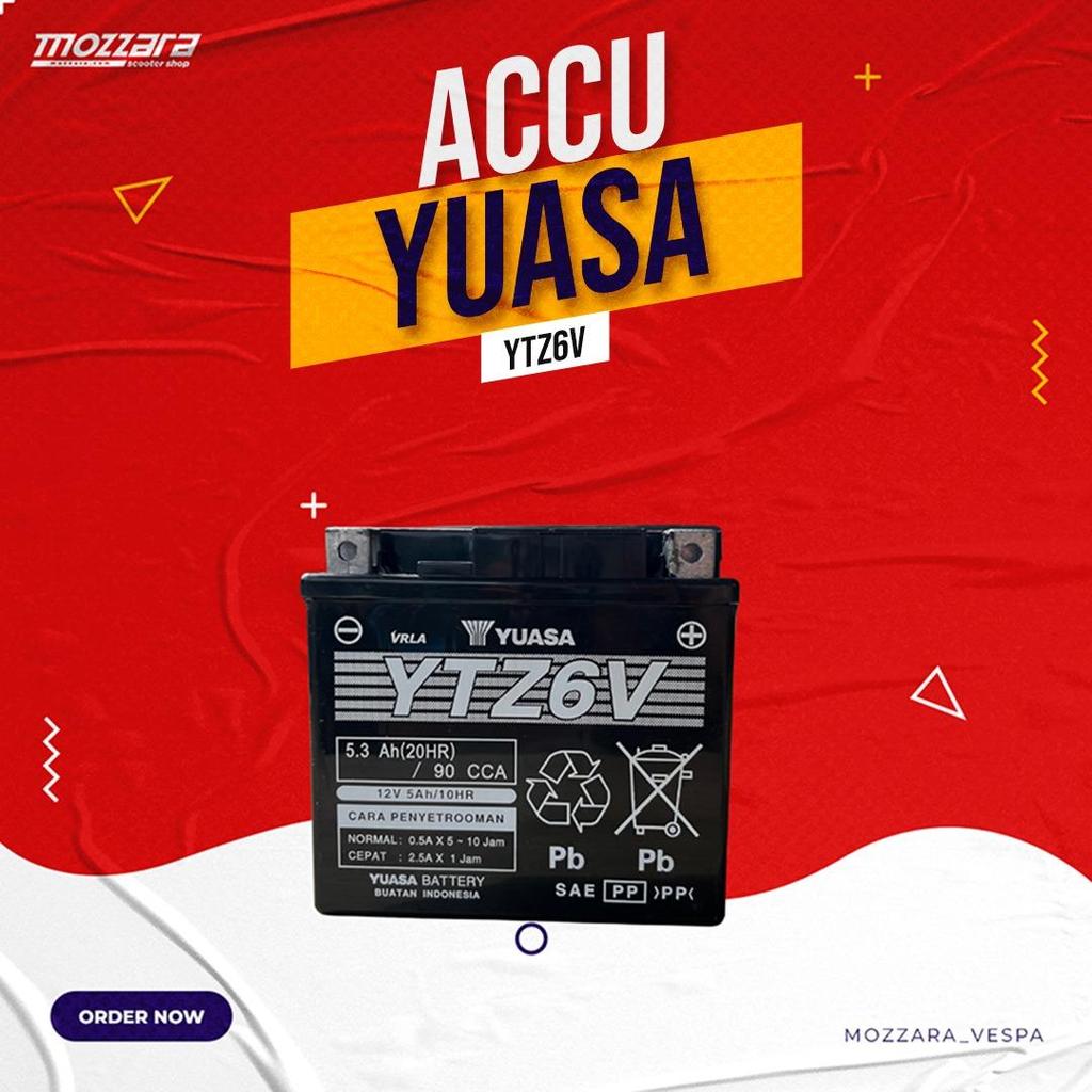 Aki Motor Yuasa YTZ6V 12V 5Ah aki kering/MF Untuk  LX/S 125 , ZIP, PCX 125