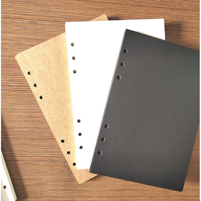 40Sheet Black A5 A6 6-hole Loose-leaf Refill Inner Page Colored Inner Pagel Line Grid Blank Weekly i