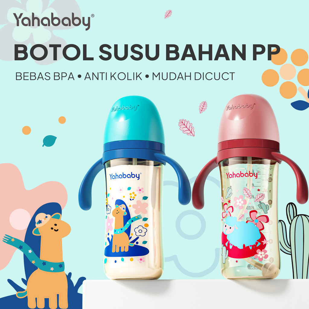 COD Botol Susu PP YAHABABY Newborn - Dot Silikon Lebar Anti Kolik & Anti Tumpah BPA Free 300ml