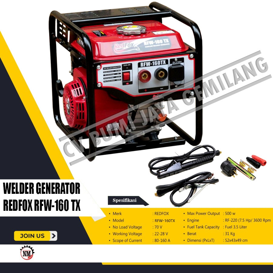 MESIN LAS BENSIN REDFOX RFW 160 TX