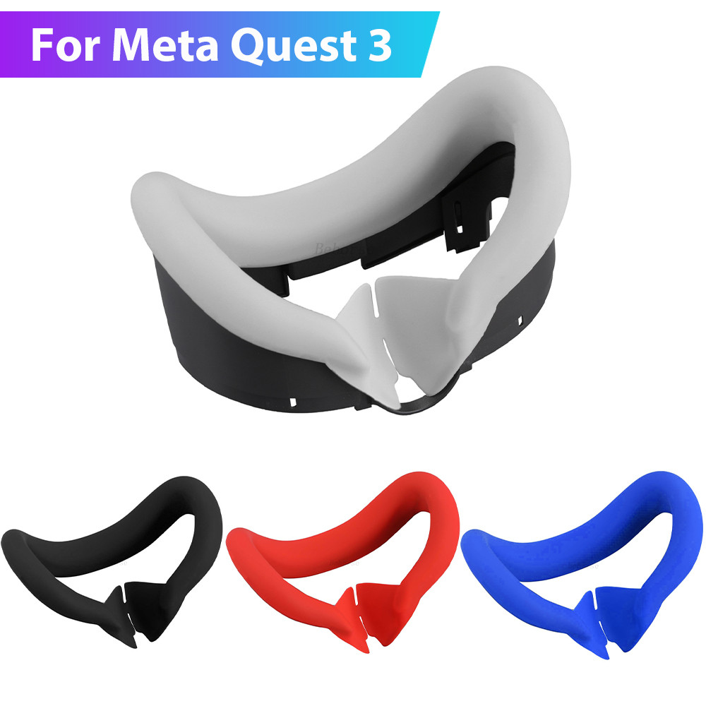 Silicone VR Face Mask For Meta Quest 3 Facial Interface Sweatproof Mask Face Cushion Lightproof Mask