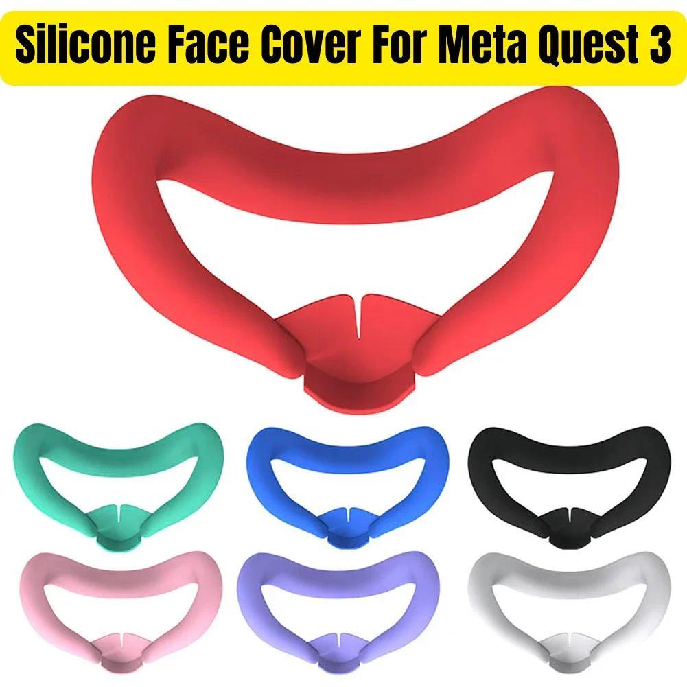 Silicone VR Face Cover for Meta Quest 3 Silicone Eye Mask Sweatproof Mask Face Cushion Reacement for