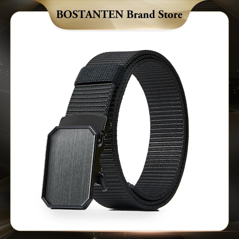 (WALNUTS_) Bostanten Sabuk Pinggang Pria Ikat Pinggang Pria Nylon Canvas Alloy Belt Gesper Pria