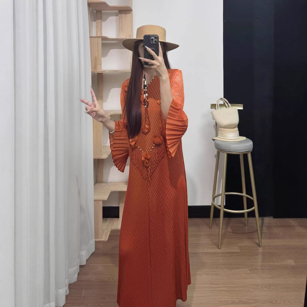 202511zz Dress longgar wanita, Gaun ukuran besar modis longgar elegan