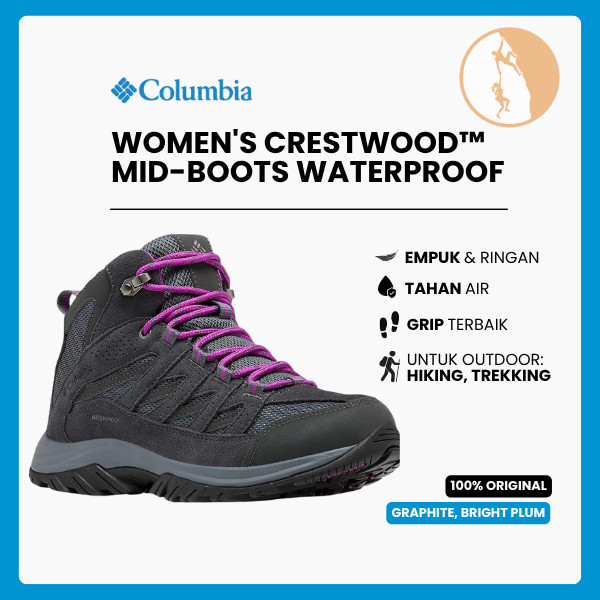 Sepatu Hiking Wanita Mid-cut Boots - Columbia Women's Crestwood™Mid Waterproof Boots - Graphite/Brig