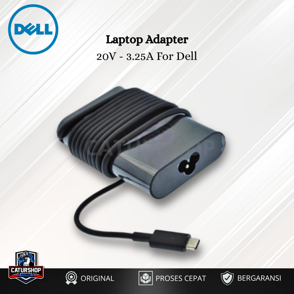 Adaptor DELL 20V 3.25A USB TYPE C 65W ORIGINAL XPS LATITUDE / Charger Laptop / Cas Laptop / Cas Tipe