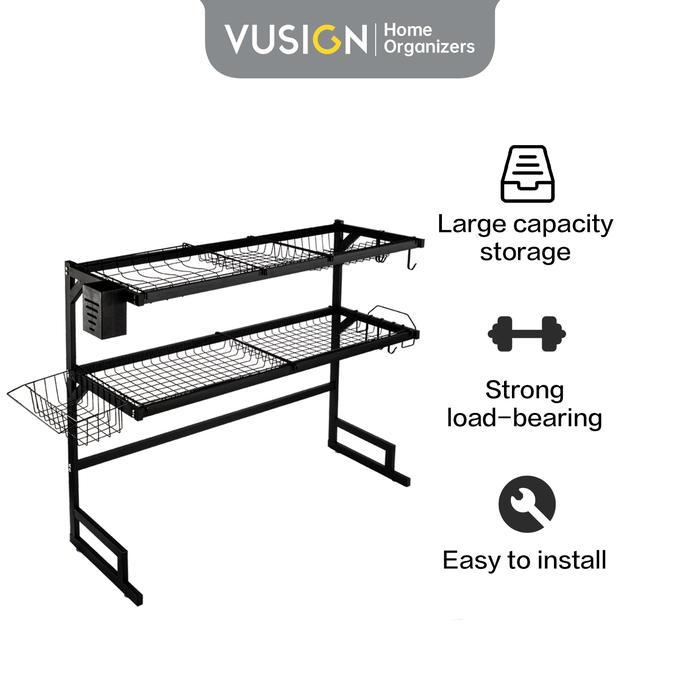 Vusign Sink Rack / Rak Piring Dapur wastafel Stainless 85 CM Kokoh - Double
