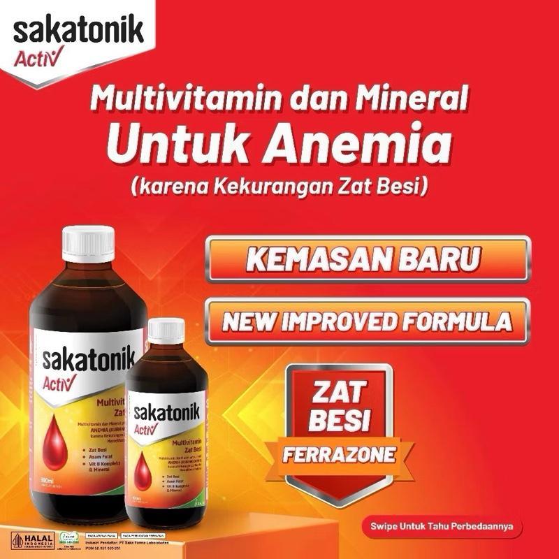 [AB] Sakatonik Activ 100ml Multivitamin Mineral Zat Besi Penambah Darah untuk Anemia Kurang Darah Ib