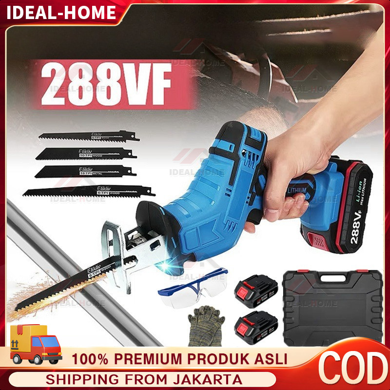 COD Gergaji mesin mini multifungsi Reciprocating saw Gergaji Baterai Pemotong Listrik Kayu Logam ger