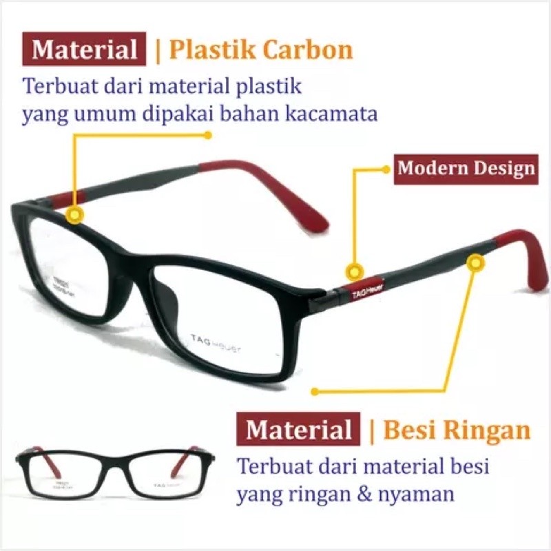 Kacamata Minus Pria Premium Luxury | Gagang Titanium pelindung karet