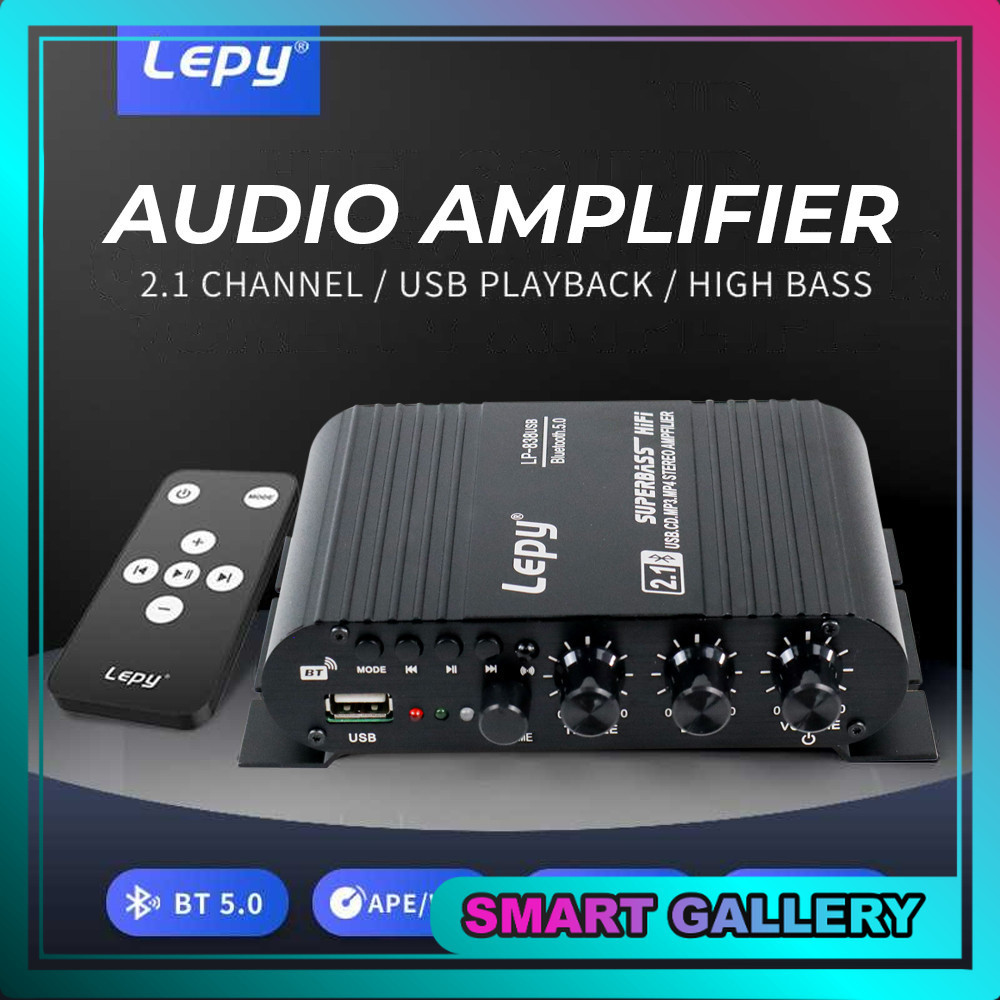 Audio Mobil Amplifier Bluetooth USB HiFi Sound Booster with Remote DC 12V - LP-838USB