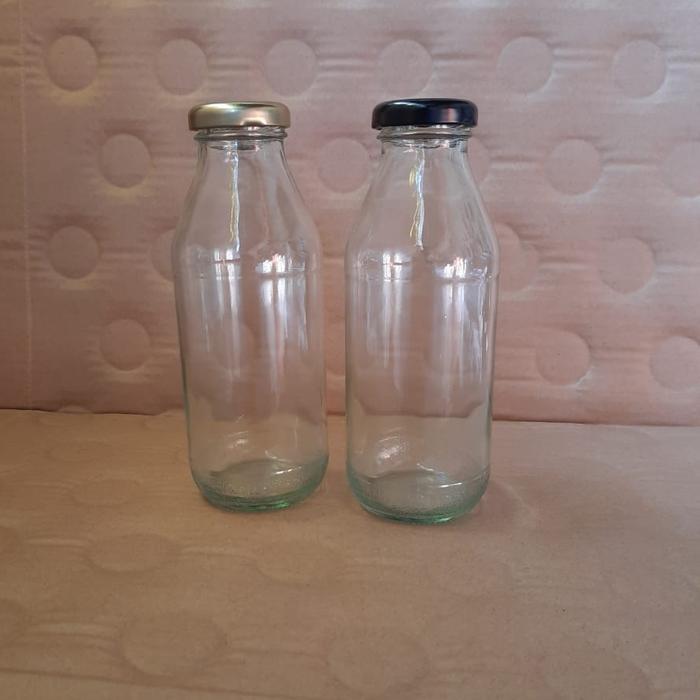 (GTT) botol kaca jus 350ml / Botol kaca jus / botol madu 350ml recondisi - Tutup black
