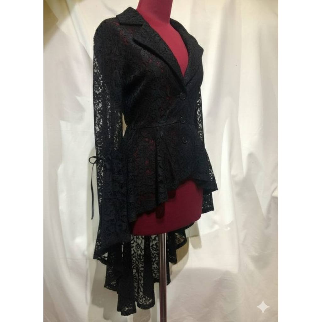 Blazer wanita brukat outer lace ruffle MF483 ukuran xs -7xl