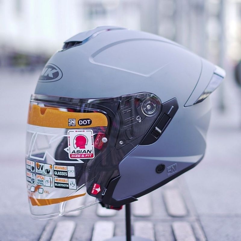 INK TERRA 2 SOLID GORILLA GREY DOFF ORIGINAL | DOUBLE VISOR | HELM HALF FACE NEW INK TERRA 2 ABU MAT