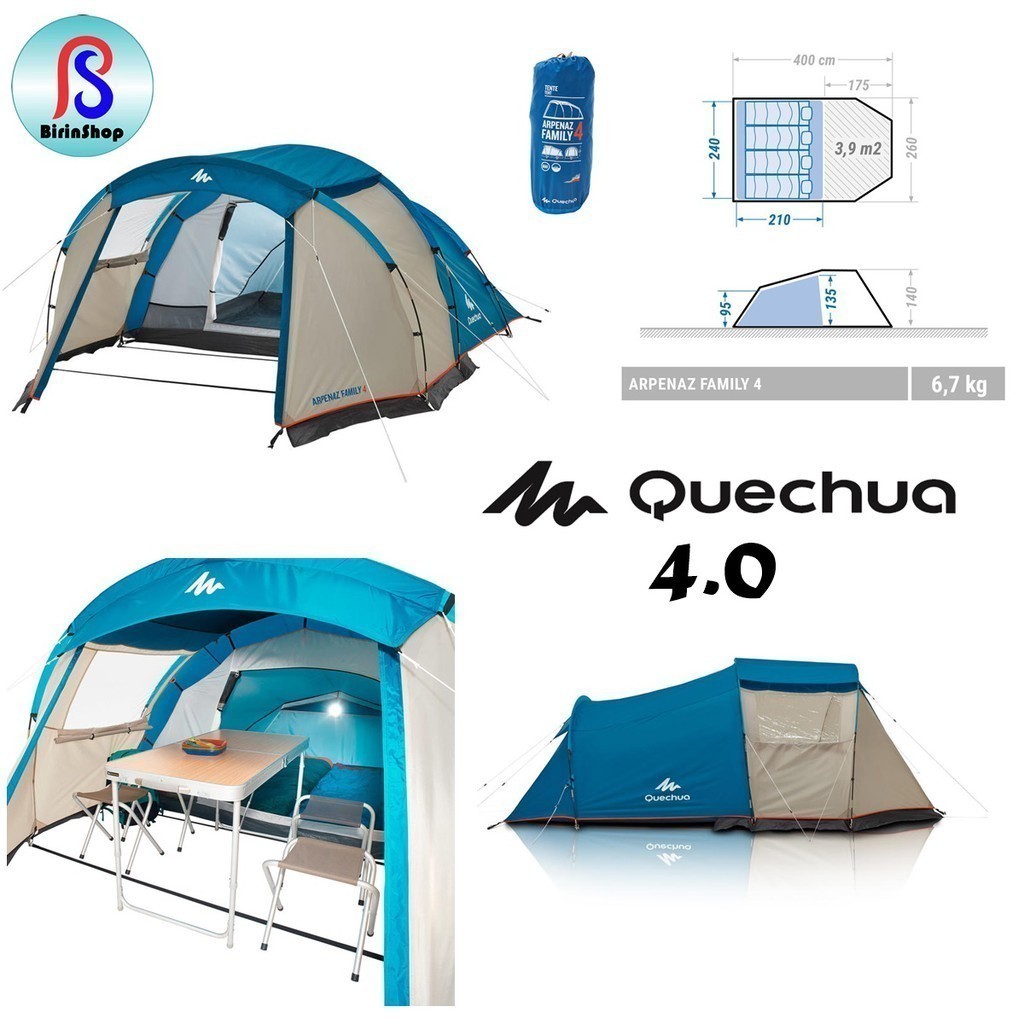 PROMO DISKON - Quechua Arpenaz Tenda Camping 4 Orang - ARPENAZ 4.0 Family CAMPING TENT / 4-Person 1-