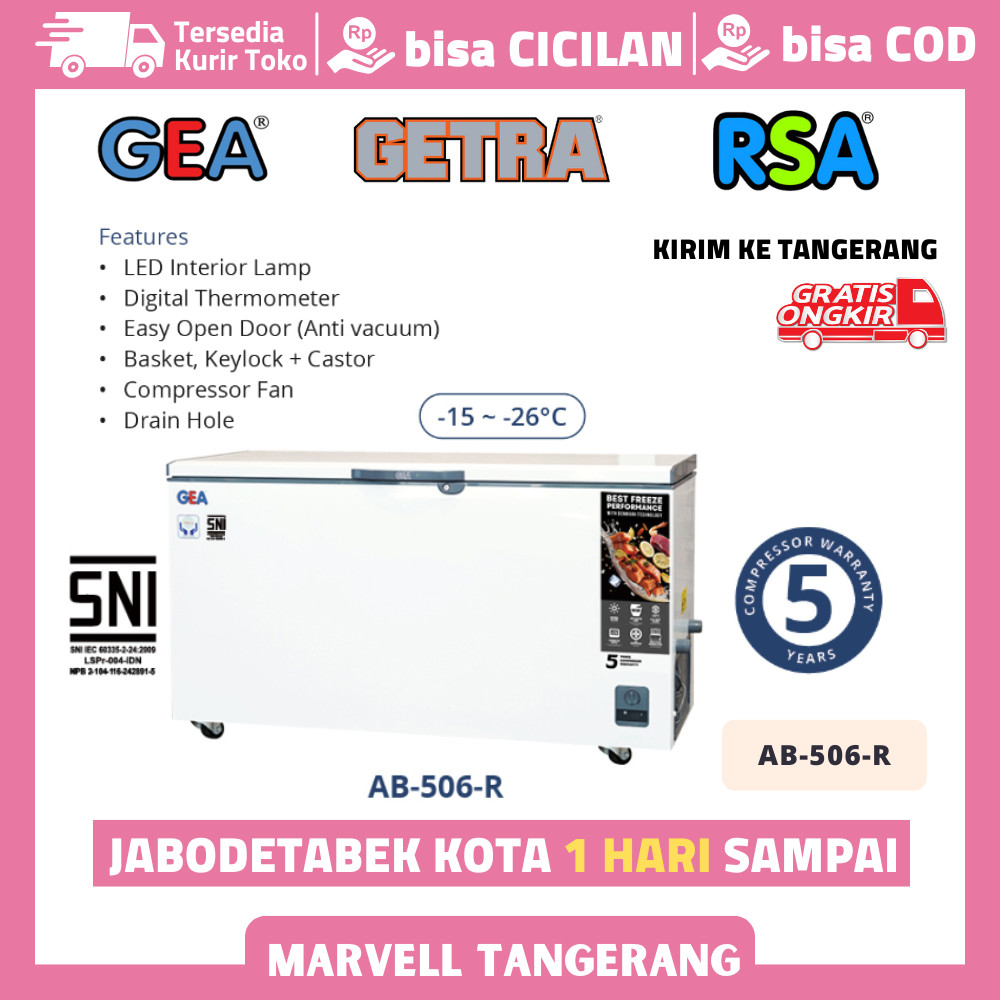 CHEST FREEZER GEA AB-506-R KULKAS FREEZER BOX PENDINGIN FROZEN FOOD