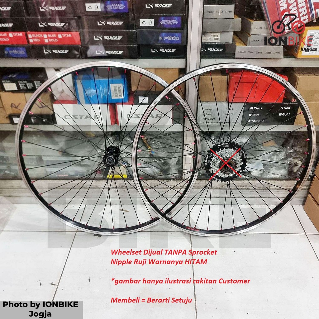 Wheelset Araya TM620 Black CNC 36 Hole 26 Inch Rimsbrake Brake Line TM-620 Hub Drat Ulir Bearing Vbr