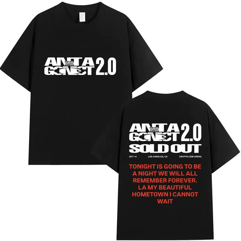 Pakaian jalanan PLAYBOI CARTI ANTAGONIST Tour 2025 Kaos Cetak Pria Wanita Santai Oversized 100% Kaos