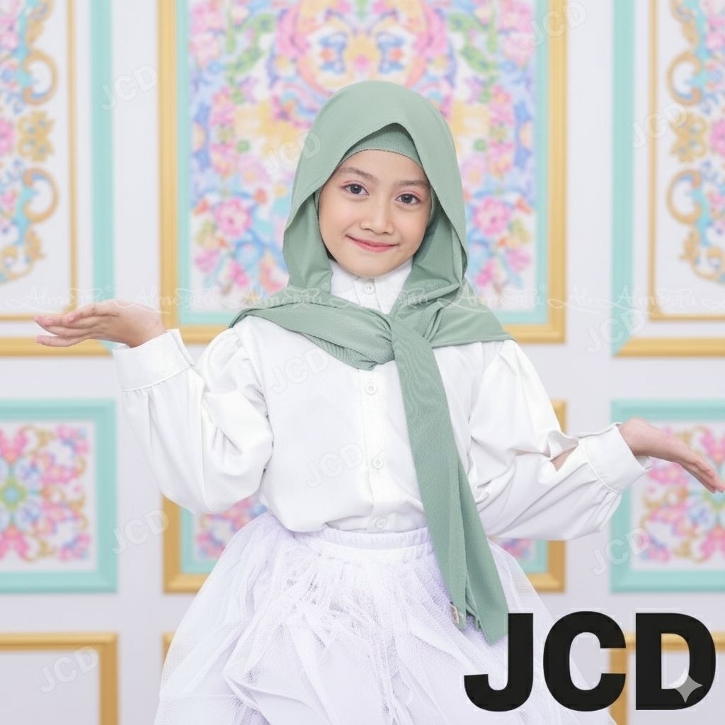 Xespz. hijab pashmina anak inner 2in1 / pashmina anak plus inner usia 4-8 tahun jersey premium lembu