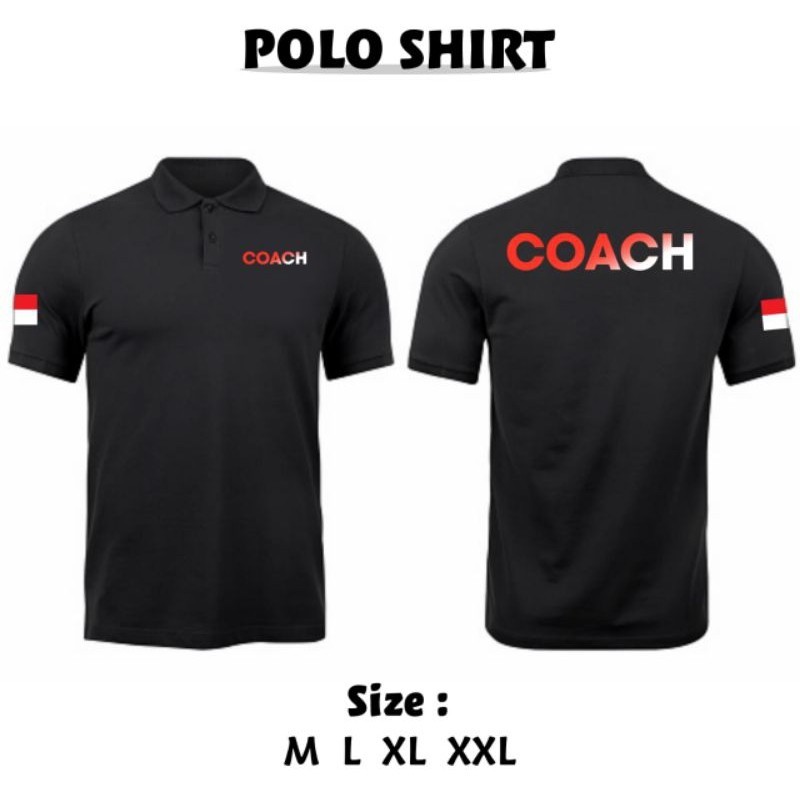 KAOS KERAH COACH SIMPEL CORAK GRADASI MERAH PUTIH
