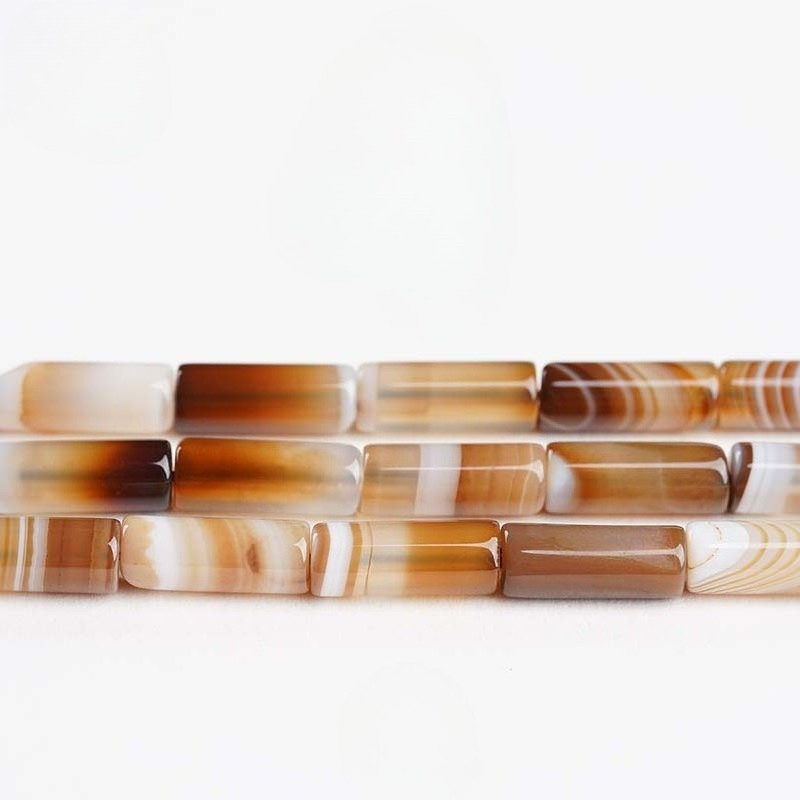 Manik-manik tabung batu akik yang dibungkus manik-manik longgar Aksesori perhiasan DIY