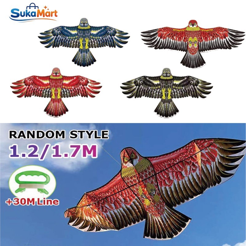 Layangan Motif Elang Jumbo 1.2/1.7M Lukis Kain Mainan Layangan Anak Sukhoi Celepuk Kite