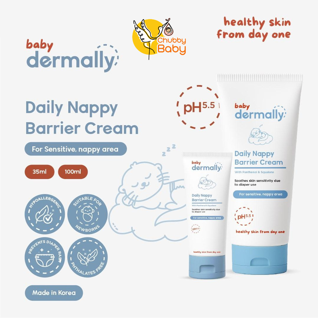 Dermally Daily Nappy Barrier Cream - Krim pelindung area popok bayi untuk cegah ruam popok & iritasi