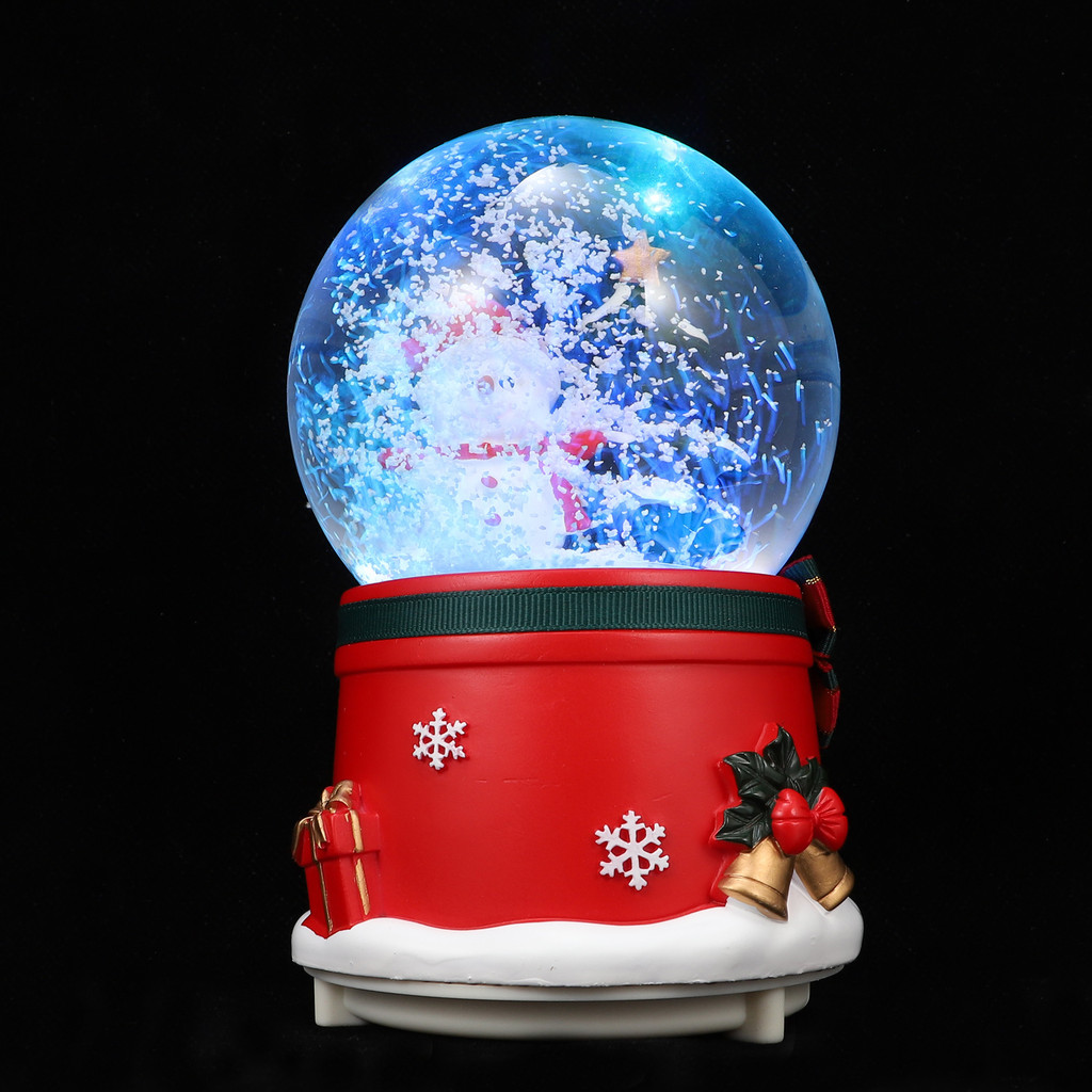 1Pcs Xmas Music Crystal Ball Rotatable Luminous Musical Box Christmas Gift Xmas Snow Globe Desktop D