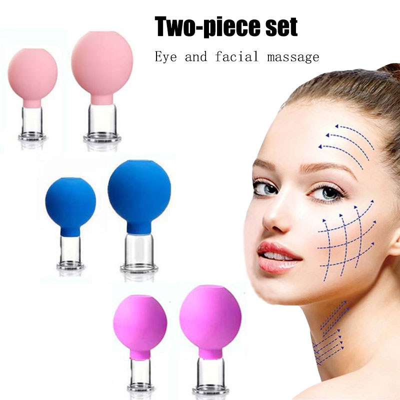 2Pcs Rubber Cupping Set Face Massager Vacuum Face Skin Lifting Relax Facial Cups Anti-Wrinkle Vacuum